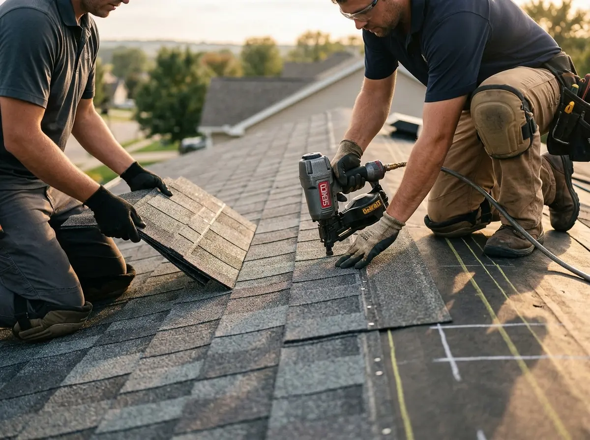 Professional roofer working on a residential roof in Cusseta-Chattahoochee County